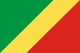 The flag of the Republic of the Congo features a yellow diagonal band that extends from the lower hoist-side corner to the upper fly-side corner of the field. Above and beneath this band are a green and red triangle respectively.